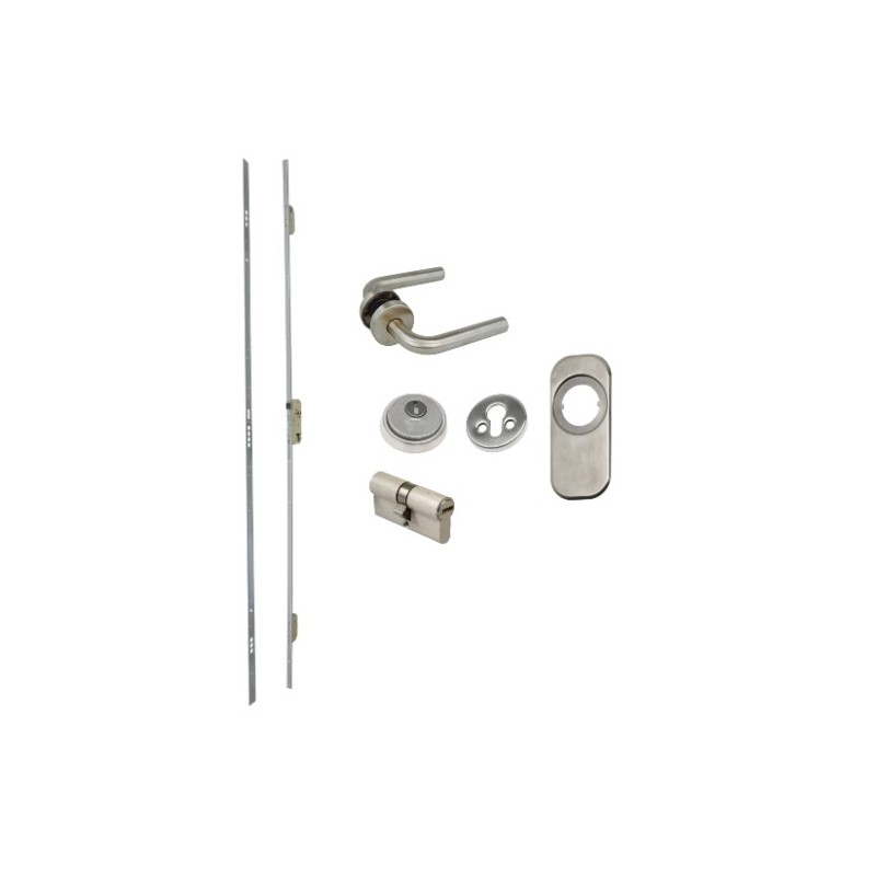 AMIG 21285  
 Kit cerradura madera + manilla 400-1  
 Esmaltado plata