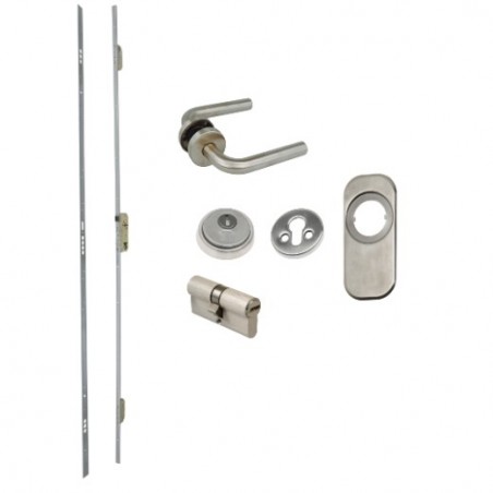 AMIG 21285  
 Kit cerradura madera + manilla 400-1  
 Esmaltado plata
