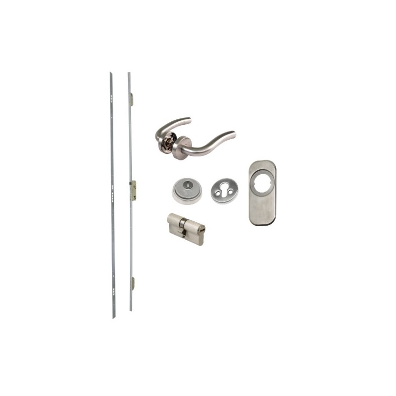 AMIG 21286  
 Kit cerradura madera + manilla 400-2  
 Esmaltado plata