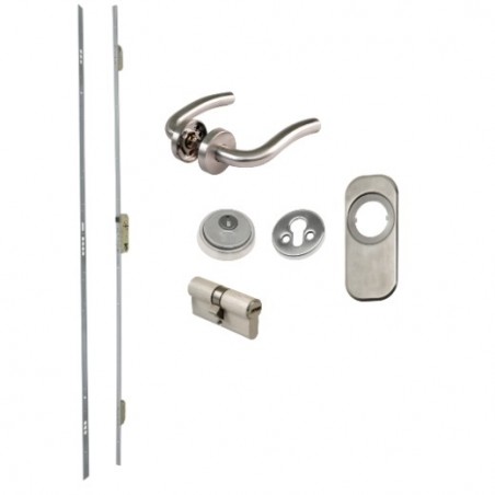AMIG 21286  
 Kit cerradura madera + manilla 400-2  
 Esmaltado plata