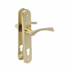 AMIG 21382  
 Manilla con placa ALBA-PAB  
 238 x 40 mm  
 Acero  
 Latonado barnizado