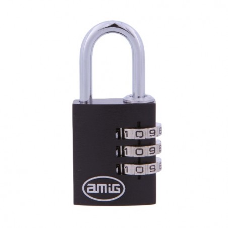 AMIG 21531  
 Candado combinación 75  
 25 mm  
 Aluminio  
 Negro