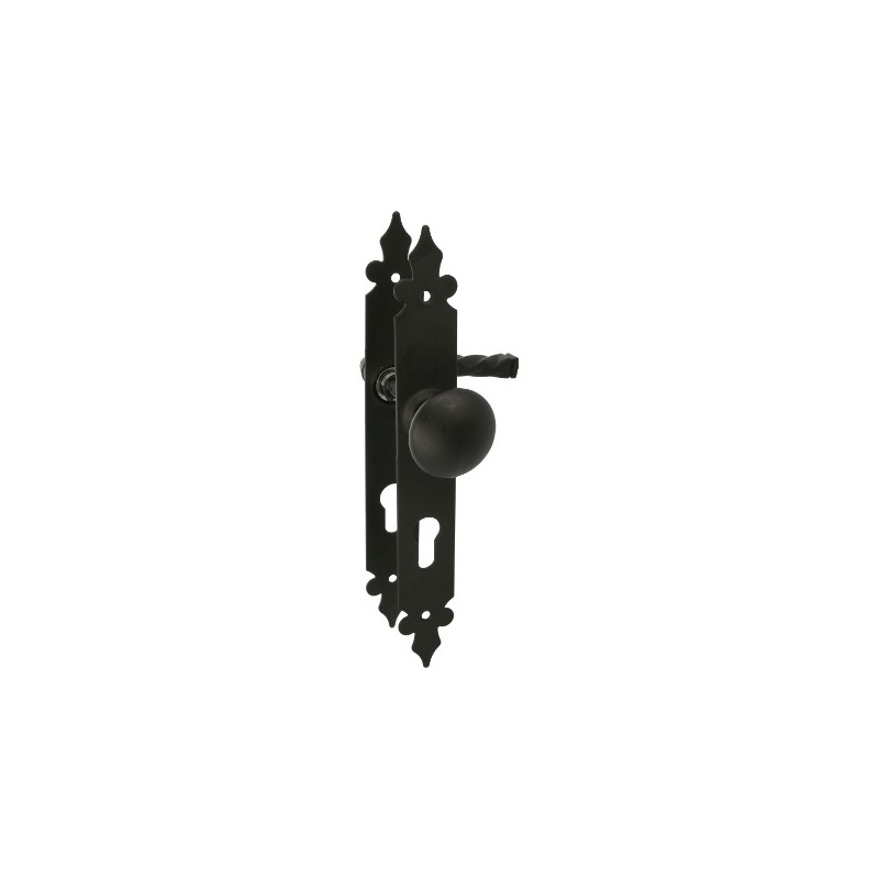 AMIG 21681  
 Manilla + pomo fijo 106PB  
 270 x 36 mm  
 Placa de acero, Tirador de zamak  
 Negro