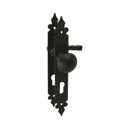 AMIG 21681  
 Manilla + pomo fijo 106PB  
 270 x 36 mm  
 Placa de acero, Tirador de zamak  
 Negro