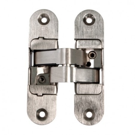 AMIG 21792  
 Bisagra oculta 1028  
 111 x 29 x 37 mm  
 Zamak  
 Cromado mate - Izquierda