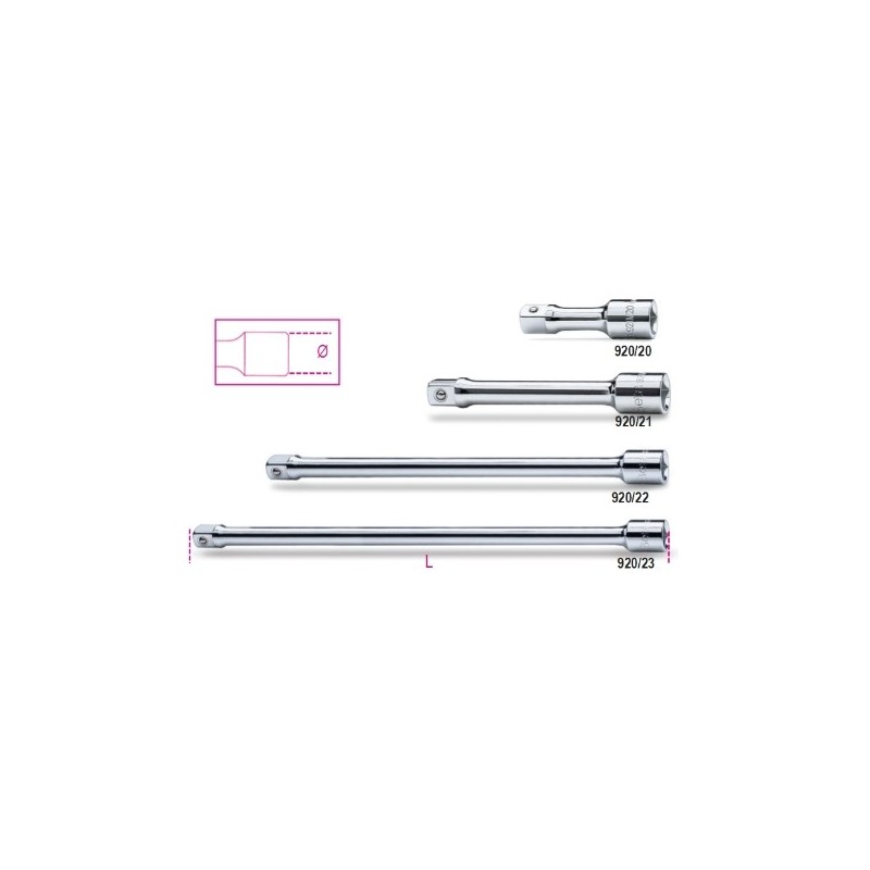 920/21 Alargadera con cuadrado macho y hembra de 1/2&quot,, cromada