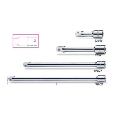 920/21 Alargadera con cuadrado macho y hembra de 1/2&quot,, cromada