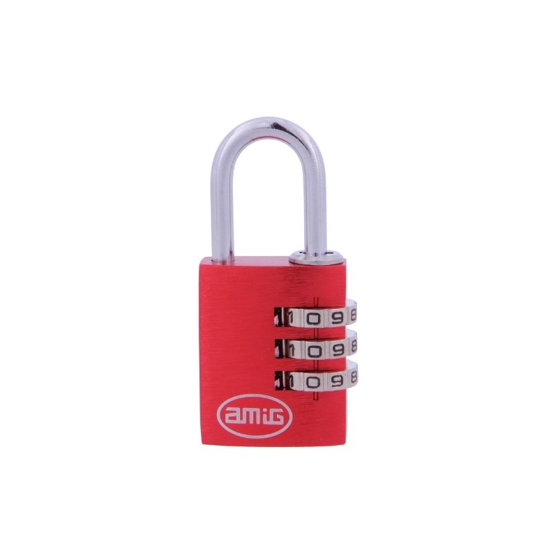AMIG 21941  
 Candado combinación 75  
 25 mm  
 Aluminio  
 Rojo