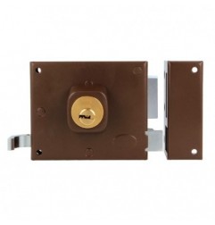 AMIG 21966  
 Cerradura sobreponer 72  
 100 x 85 mm  
 Acero  
 Marrón - Derecha