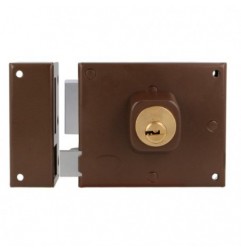 AMIG 21967  
 Cerradura sobreponer 72  
 100 x 85 mm  
 Acero  
 Marrón - Izquierda