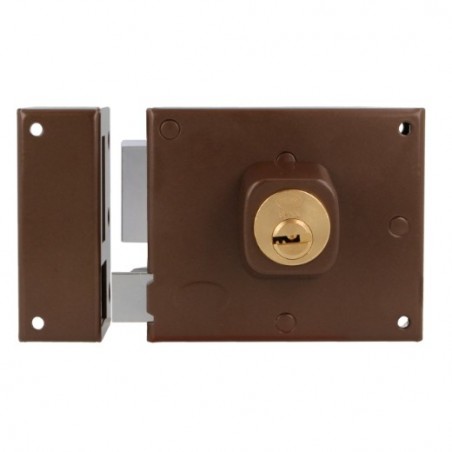 AMIG 21967  
 Cerradura sobreponer 72  
 100 x 85 mm  
 Acero  
 Marrón - Izquierda