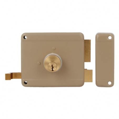 AMIG 21970  
 Cerradura sobreponer 77  
 100 x 85 mm  
 Acero  
 Beige - Derecha