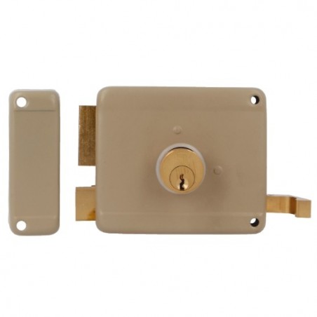 AMIG 21973  
 Cerradura sobreponer 78  
 100 x 85 mm  
 Acero  
 Beige - Izquierda