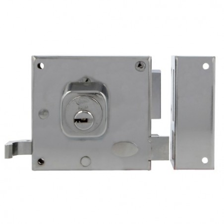 AMIG 21982  
 Cerradura sobreponer 72  
 88 x 85 mm  
 Acero  
 Cromado brillo - Derecha
