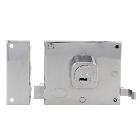 AMIG 21983  
 Cerradura sobreponer 72  
 88 x 85 mm  
 Acero  
 Cromado brillo - Izquierda
