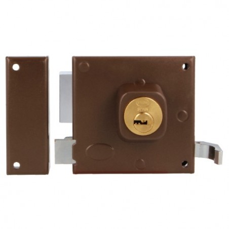 AMIG 21989  
 Cerradura sobreponer 72  
 88 x 85 mm  
 Acero  
 Marrón - Izquierda
