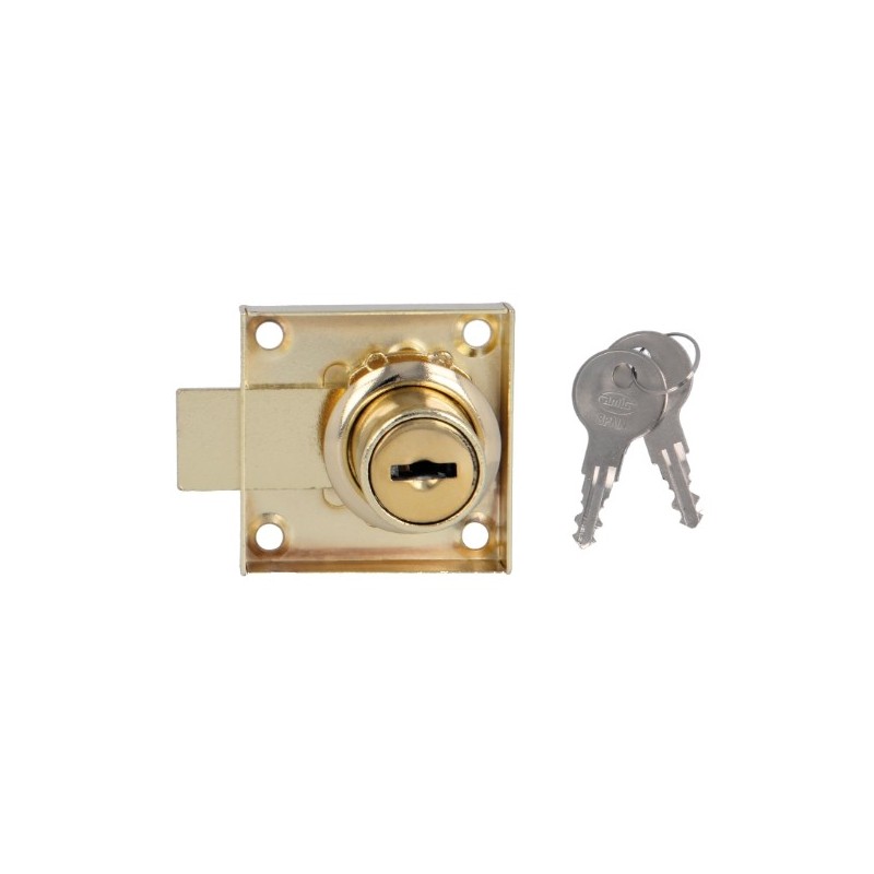 AMIG 22147  
 Cerradura mueble 1A  
 40 x 40 mm  
 Acero  
 Latonado