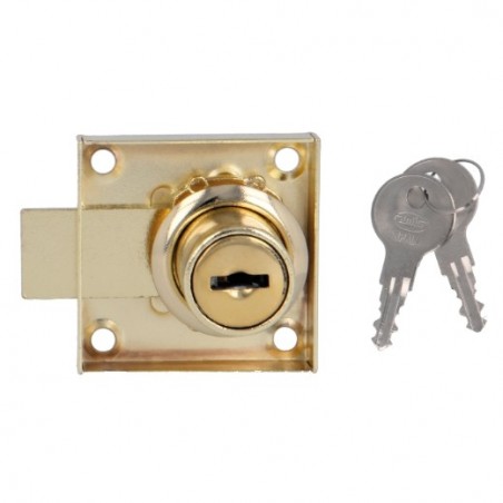 AMIG 22147  
 Cerradura mueble 1A  
 40 x 40 mm  
 Acero  
 Latonado