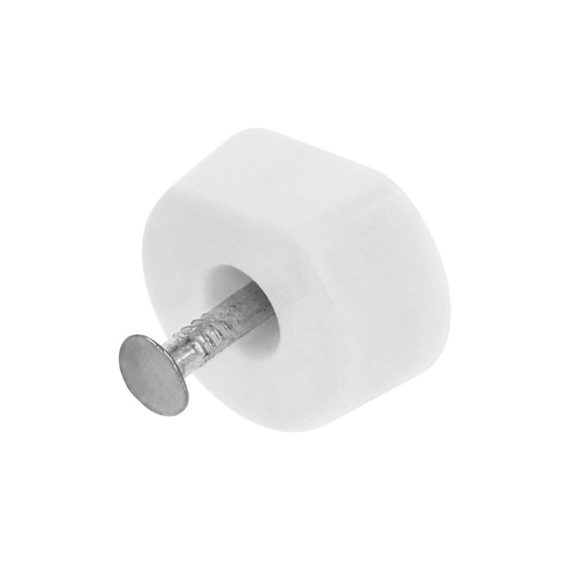 AMIG 22313  
 Soporte plástico para baldas 163  
 Ø15 x 7 x 19 mm  
 Plástico  
 Blanco