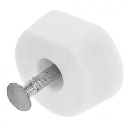 AMIG 22313  
 Soporte plástico para baldas 163  
 Ø15 x 7 x 19 mm  
 Plástico  
 Blanco