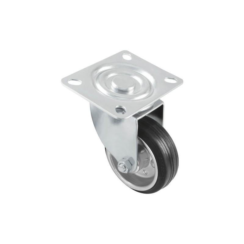 AMIG 22372  
 Rueda con pletina 2522  
 Ø100 mm  
 Goma  
 Negro