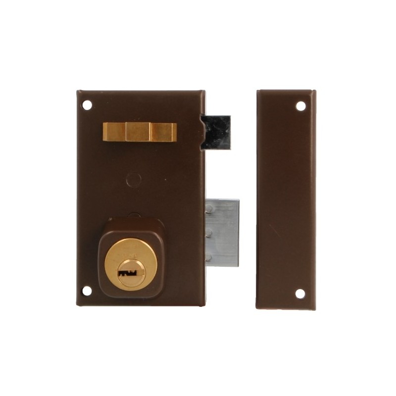 AMIG 22384  
 Cerradura sobreponer 75  
 67 x 112 mm  
 Acero  
 Marrón - Derecha