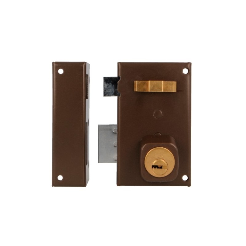 AMIG 22387  
 Cerradura sobreponer 75  
 67 x 112 mm  
 Acero  
 Marrón - Izquierda