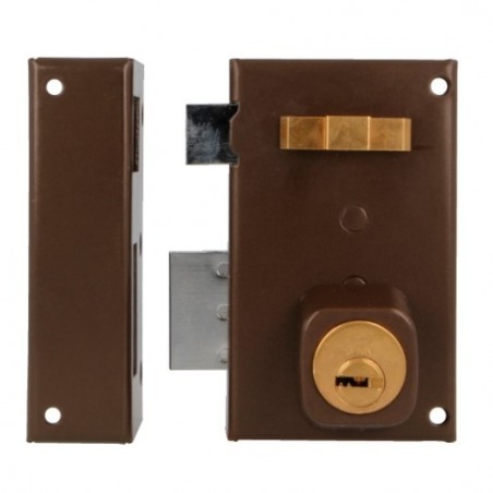 AMIG 22387  
 Cerradura sobreponer 75  
 67 x 112 mm  
 Acero  
 Marrón - Izquierda