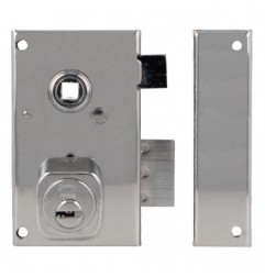 AMIG 22388  
 Cerradura sobreponer 75N  
 67 x 112 mm  
 Acero  
 Cromado brillo - Derecha