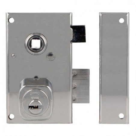 AMIG 22388  
 Cerradura sobreponer 75N  
 67 x 112 mm  
 Acero  
 Cromado brillo - Derecha