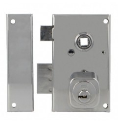 AMIG 22389  
 Cerradura sobreponer 75N  
 67 x 112 mm  
 Acero  
 Cromado brillo - Izquierda