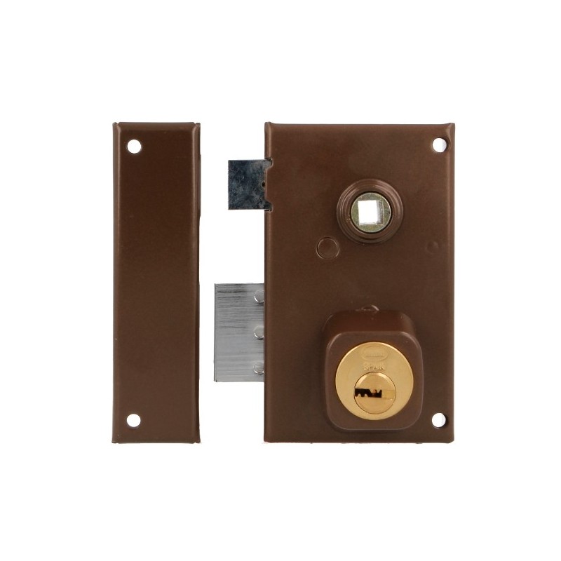 AMIG 22393  
 Cerradura sobreponer 75N  
 67 x 112 mm  
 Acero  
 Marrón - Izquierda