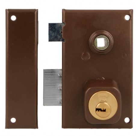 AMIG 22395  
 Cerradura sobreponer 75N  
 67 x 112 mm  
 Acero  
 Marrón - Izquierda