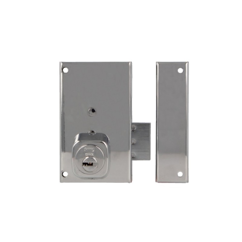 AMIG 22398  
 Cerradura sobreponer 75P  
 67 x 112 mm  
 Acero  
 Cromado brillo - Derecha