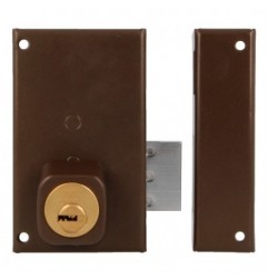 AMIG 22400  
 Cerradura sobreponer 75P  
 67 x 112 mm  
 Acero  
 Marrón - Derecha