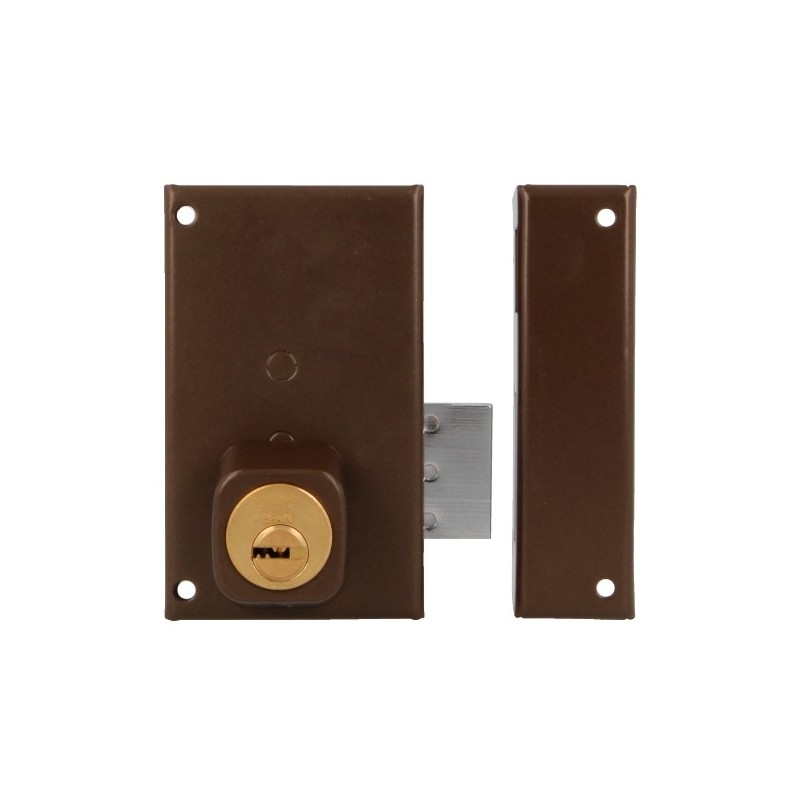 AMIG 22400  
 Cerradura sobreponer 75P  
 67 x 112 mm  
 Acero  
 Marrón - Derecha