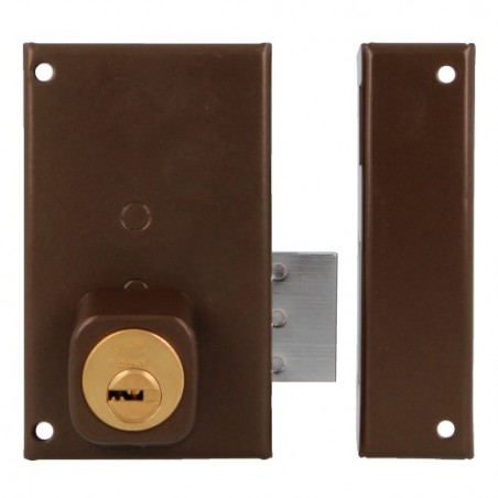 AMIG 22400  
 Cerradura sobreponer 75P  
 67 x 112 mm  
 Acero  
 Marrón - Derecha