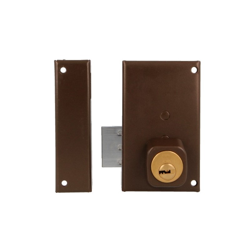 AMIG 22403  
 Cerradura sobreponer 75P  
 67 x 112 mm  
 Acero  
 Marrón - Izquierda
