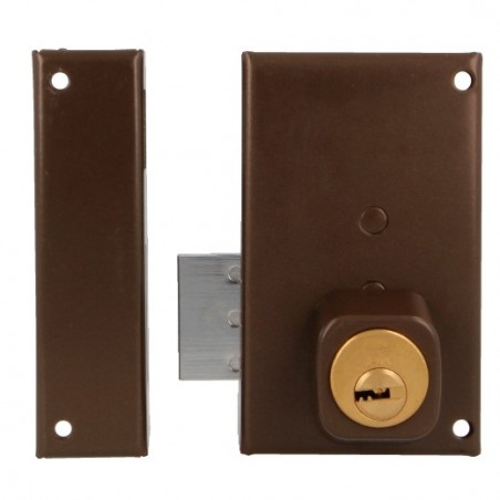 AMIG 22403  
 Cerradura sobreponer 75P  
 67 x 112 mm  
 Acero  
 Marrón - Izquierda