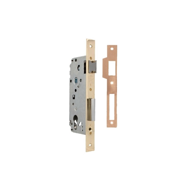 AMIG 22505  
 Cerradura 4570  
 45/85 mm  
 Acero  
 Latonado barnizado