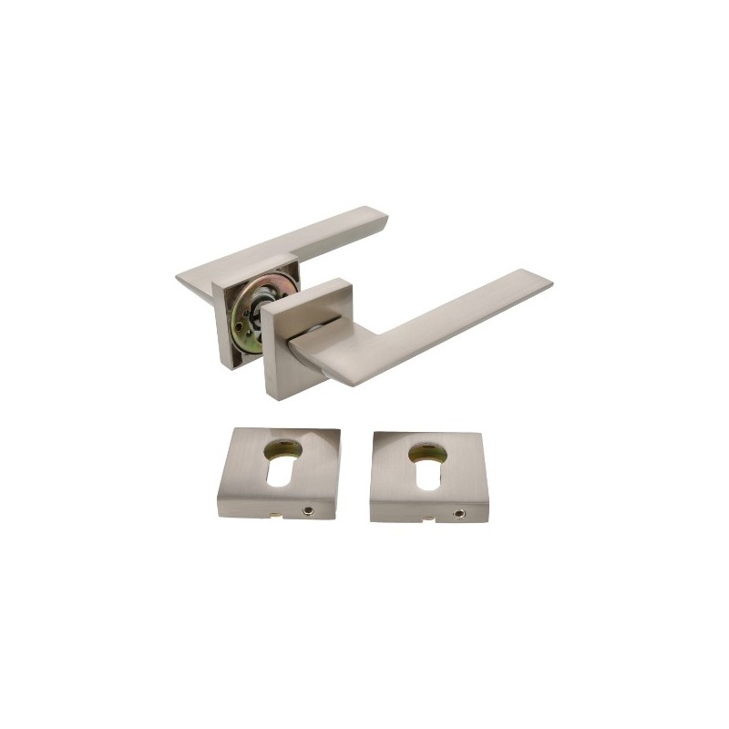 AMIG 22518  
 Manilla con roseta + bocallaves ZAHORA  
 51 x 51 mm  
 Aluminio  
 Satinado