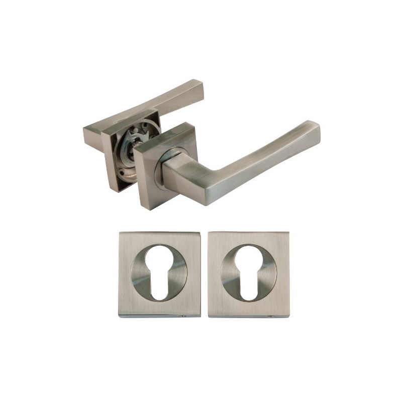 AMIG 22519  
 Manilla con roseta + bocallaves VEJER  
 51 x 51 mm  
 Zamak  
 Cromado mate