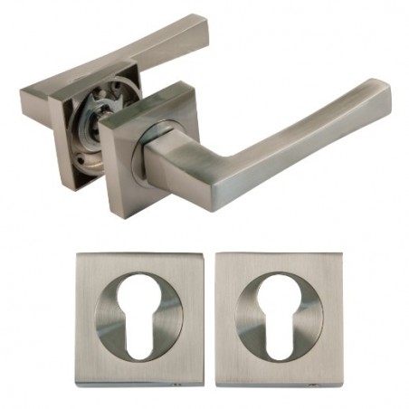 AMIG 22519  
 Manilla con roseta + bocallaves VEJER  
 51 x 51 mm  
 Zamak  
 Cromado mate