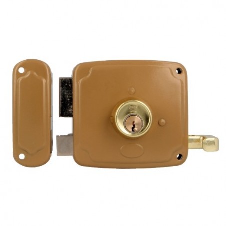 AMIG 22563  
 Cerradura sobreponer 72U  
 85 x 95 mm  
 Acero  
 Esmaltado oro - Izquierda