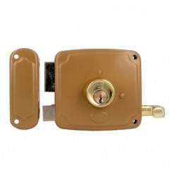 AMIG 22565  
 Cerradura sobreponer 72U  
 100 x 95 mm  
 Acero  
 Esmaltado oro - Izquierda