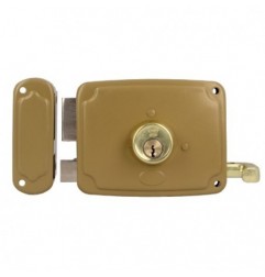 AMIG 22567  
 Cerradura sobreponer 72U  
 120 x 95 mm  
 Acero  
 Esmaltado oro - Izquierda