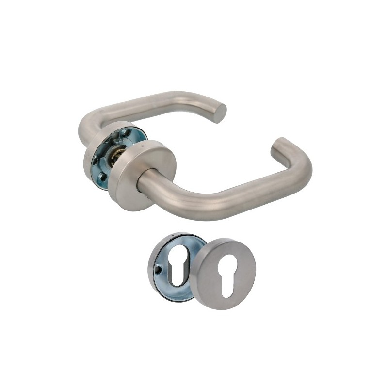 AMIG 22618  
 Manilla con roseta 3RBX  
 Ø53 mm  
 Acero inoxidable  
 Mate