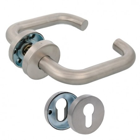 AMIG 22618  
 Manilla con roseta 3RBX  
 Ø53 mm  
 Acero inoxidable  
 Mate