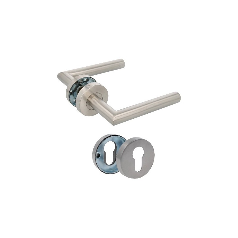 AMIG 22620  
 Manilla con roseta 7RBX  
 Ø53 mm  
 Acero inoxidable  
 Mate