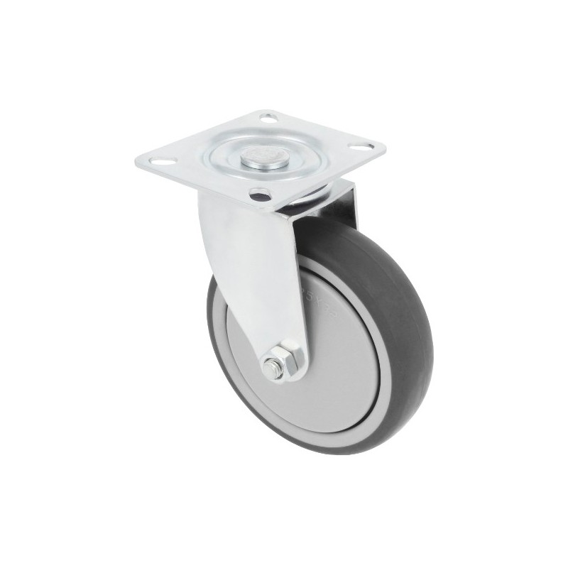 AMIG 23038  
 Rueda con pletina 2530  
 Ø100 mm  
 Goma  
 Gris